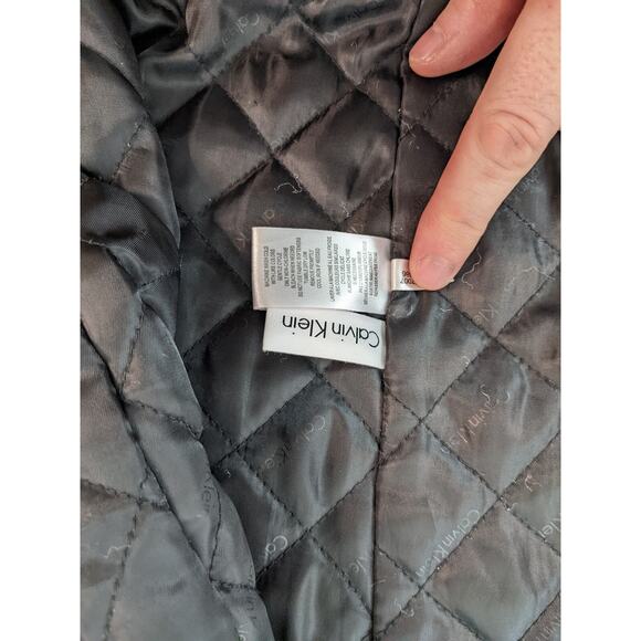 Calvin Klein Bomber Jacket Coat Black XL Zipper Pockets Mens Nylon Full Zip - Picture 5 of 8